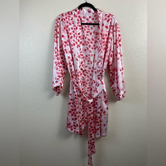Oscar de la Renta Punk Label Robe Red Pink Valentines sleepwear Women’s Small - Picture 15 of 15